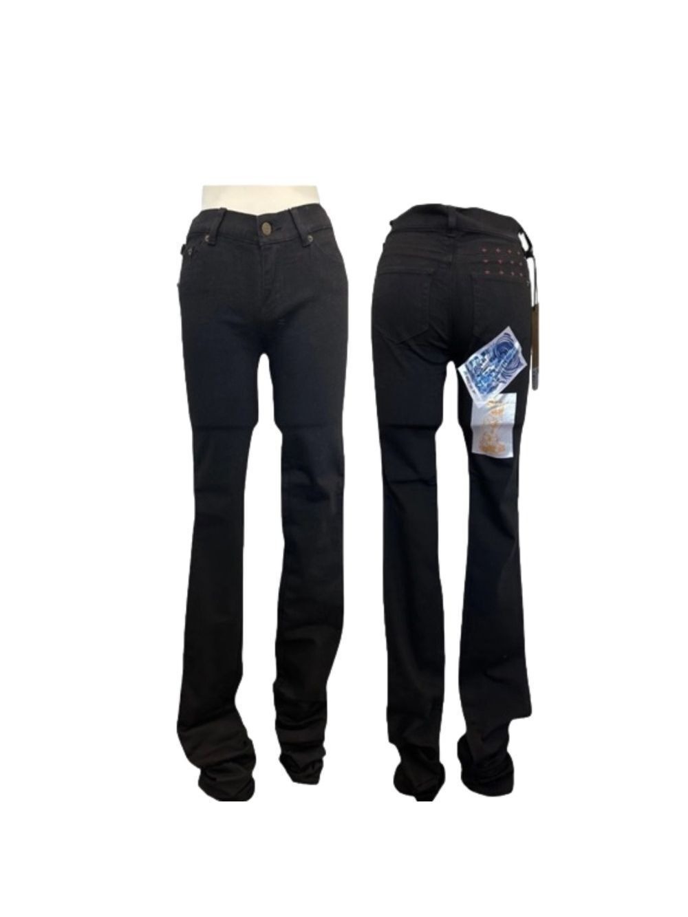 KSUBI Silent March Sealed Black Low Rise Stacked Denim Jean Women's 24 N…
